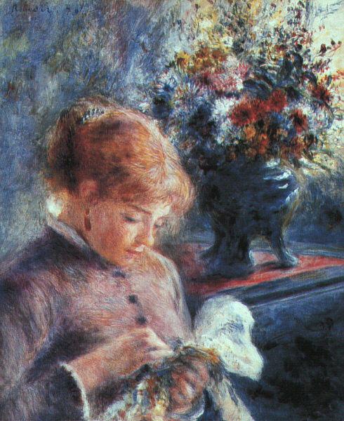 Pierre Renoir Lady Sewing oil painting image